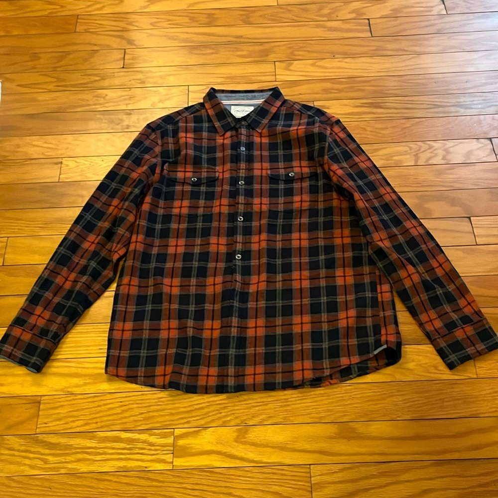 Flag & Anthem Shirt Mens XL Red Blue Plaid Flannel Casual